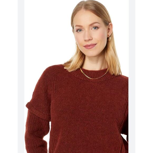 NEW Madewell Havener Cable Knit Pullover Alpaca Wool Sweater Heather Auburn - Picture 3 of 11